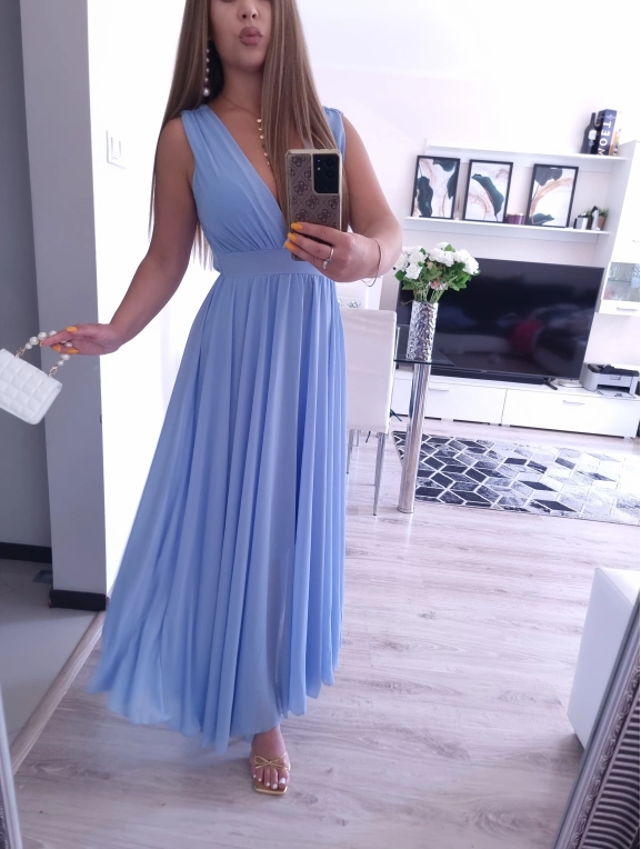 Sukienka JULIETTA MAXI elegancka blekit